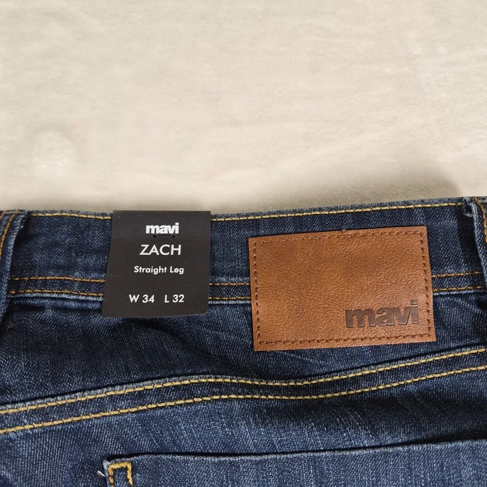 Mavi Jake Jeans Men's 34x32 Blue Denim Straight Leg Casual Comfort Dark Wash NWT